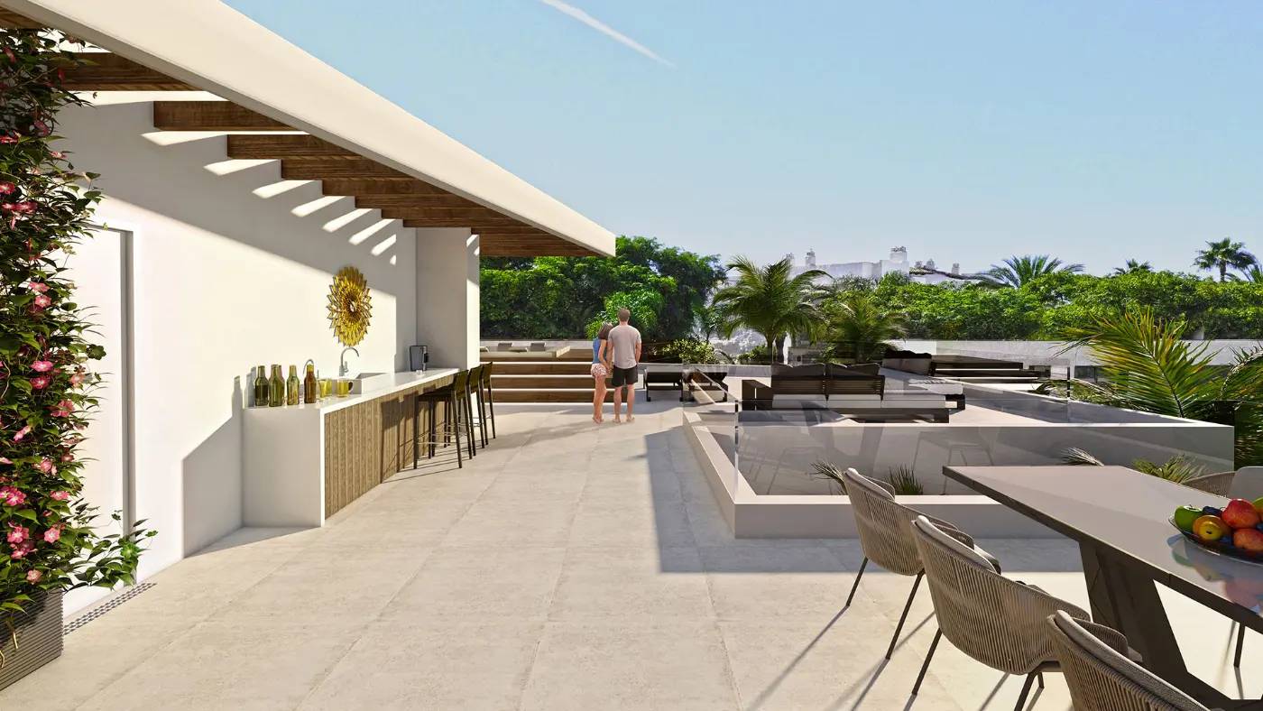 Nowe Wille z Prywatnymi Basenami i Tarasem Dachowym przy Plaży Puerto Banús — Marbella, Hiszpania (zdjęcie 10 z 11)