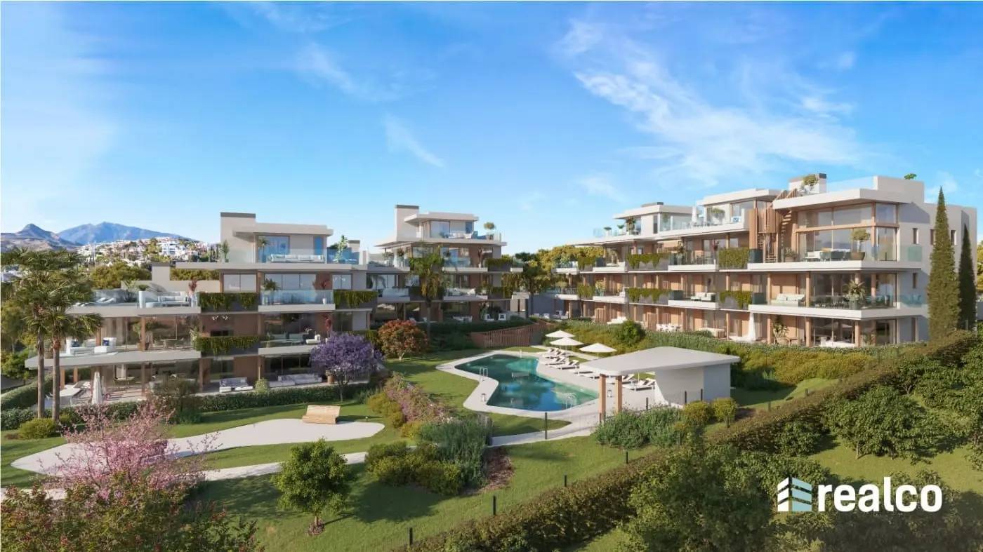 Apartamenty z widokiem na jezioro i pole golfowe – Los Flamingos, Estepona — Estepona, Hiszpania