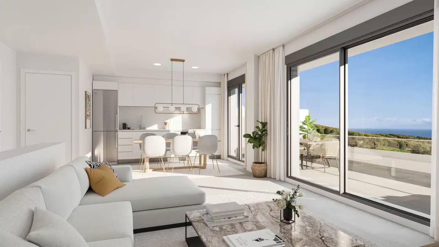 Apartamenty z widokiem na ocean i Skałę Gibraltaru w Manilva — Manilva, Hiszpania