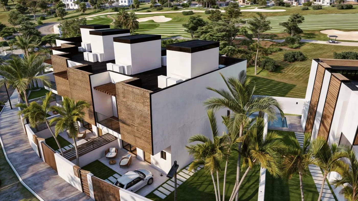 Ekskluzywne Szeregowce z Prywatnymi Basenami na Pierwszej Linii Golfa – Oasis, Estepona Golf — Estepona, Hiszpania
